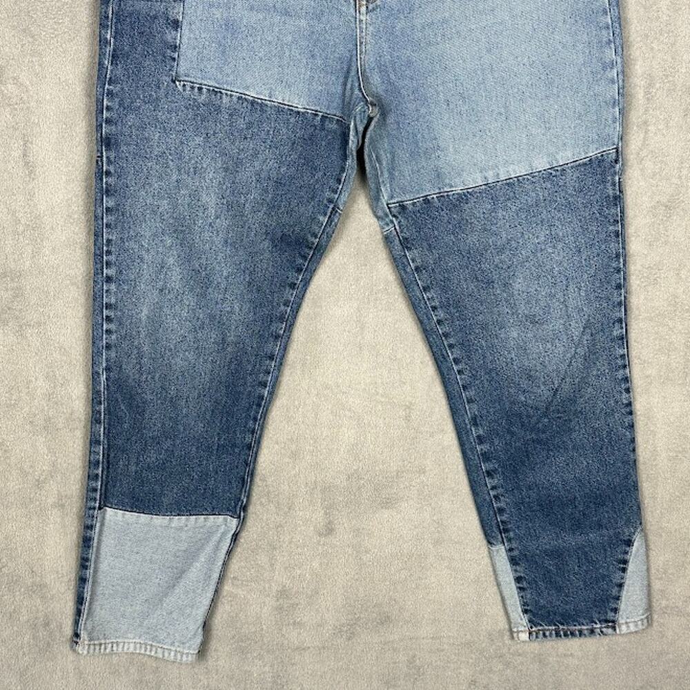 We The Free People Jeans Womens 31 Blue Patchwork Boho Hippie High Rise Pockets - Picture 3 of 12